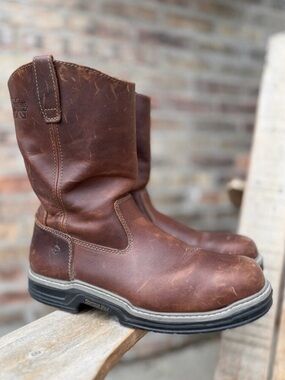 W02427 Mens Wolverine Raider Steel Toe Wellington Workboot Brown size 14